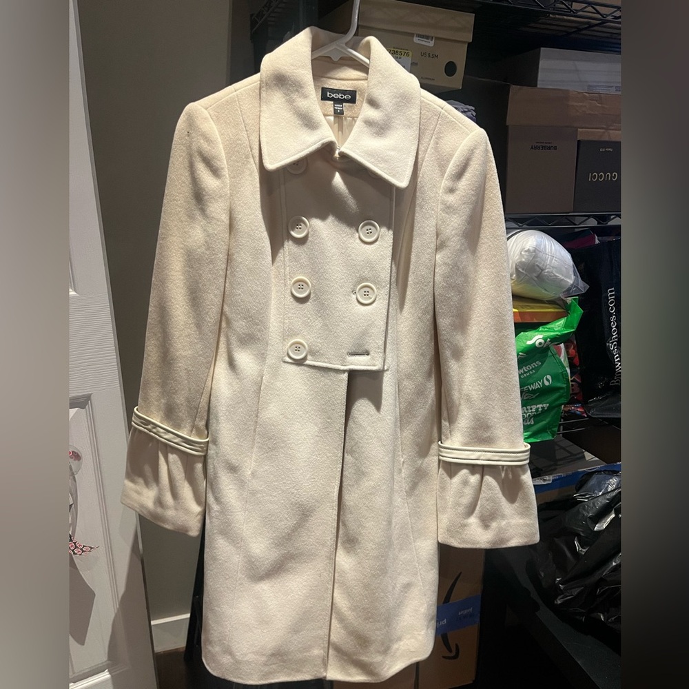 BeBe Women's Cream Double-Breasted Coat